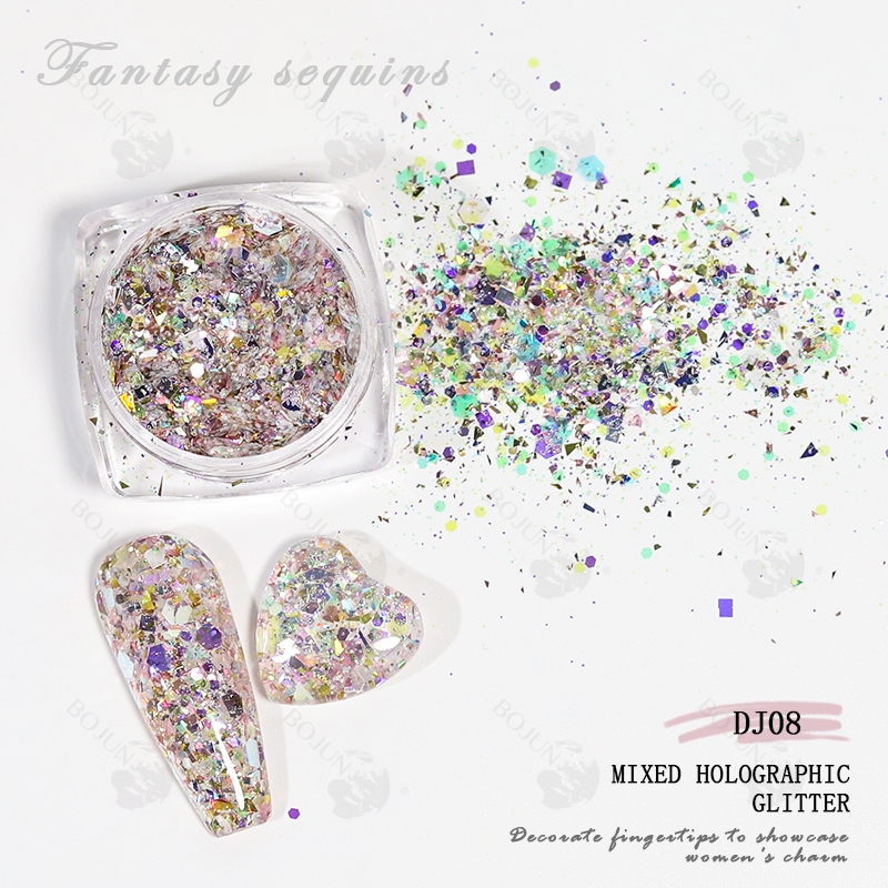 BOJUN DJ08 | Metallic Rainbow Effect Holographic Chunky Glitter